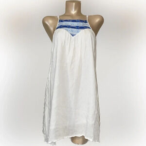 Earthbound trading company women’s Medium 8 10 Dress blue white embroider detail